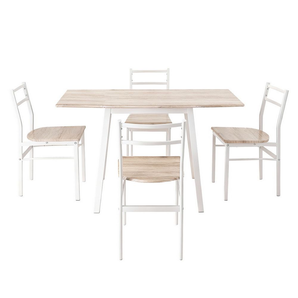 Artiss 5-Piece Foldable Dining Set Natural White view 3