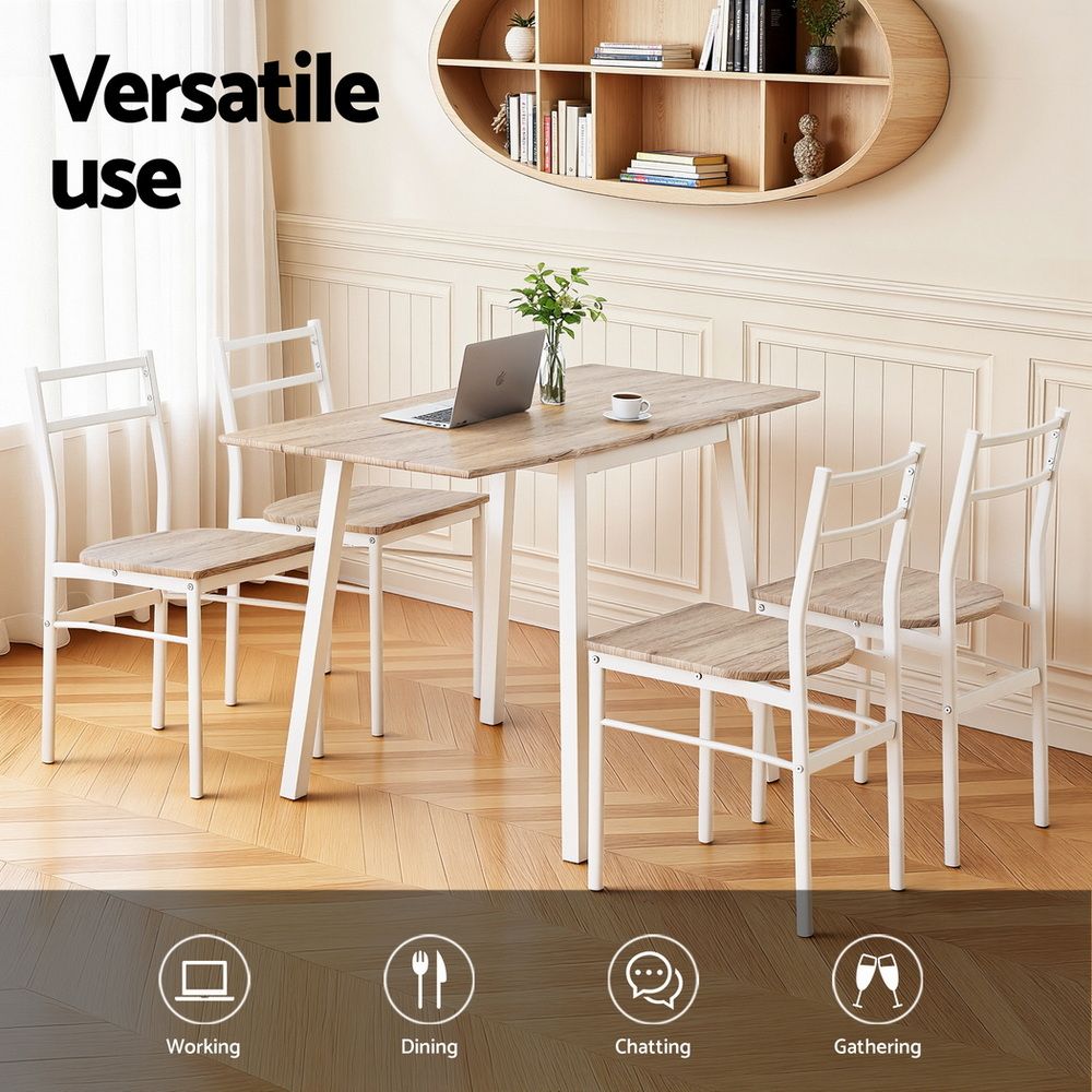 Artiss 5-Piece Foldable Dining Set Natural White view 4