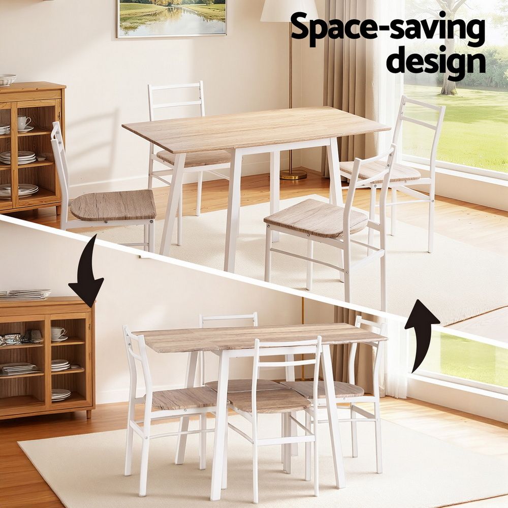 Artiss 5-Piece Foldable Dining Set Natural White view 5