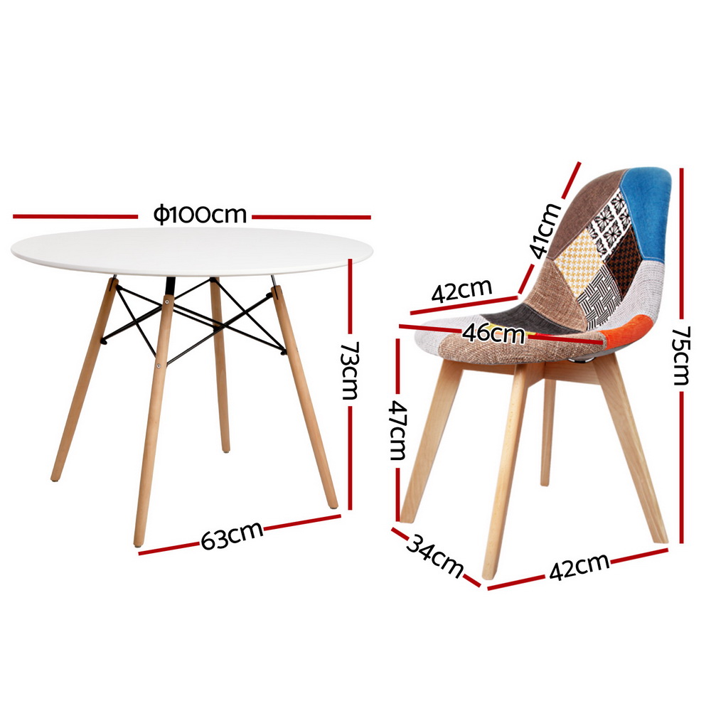 Artiss Replica Dining Table and 4 Chairs Set in 2 Styles view 2