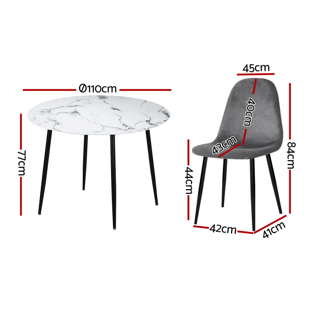 Artiss Marble Dining Table and 4 Chairs Set in 3 Styles view 2