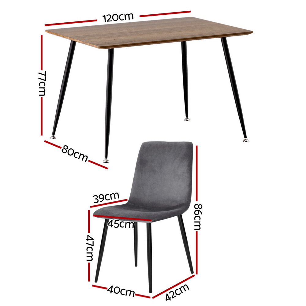 Artiss Caleb Dining Table and 4 Chairs Set in 3 Styles view 2