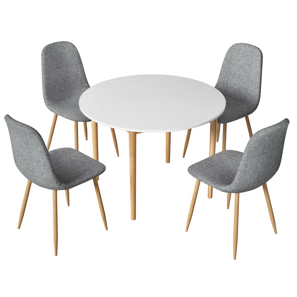 Artiss Demi Round Dining Table and 4 Chairs Set