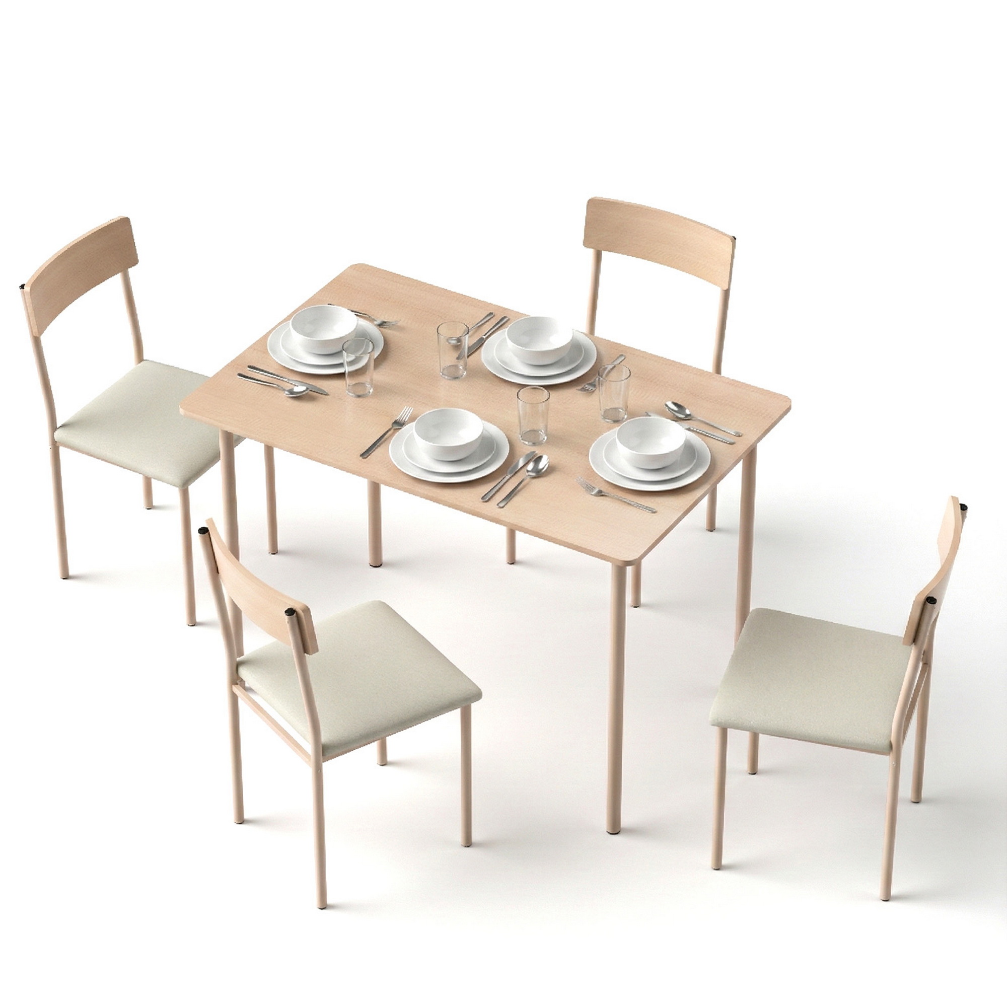 Artiss Scandi 5-Piece Dining Set Natural Beige
