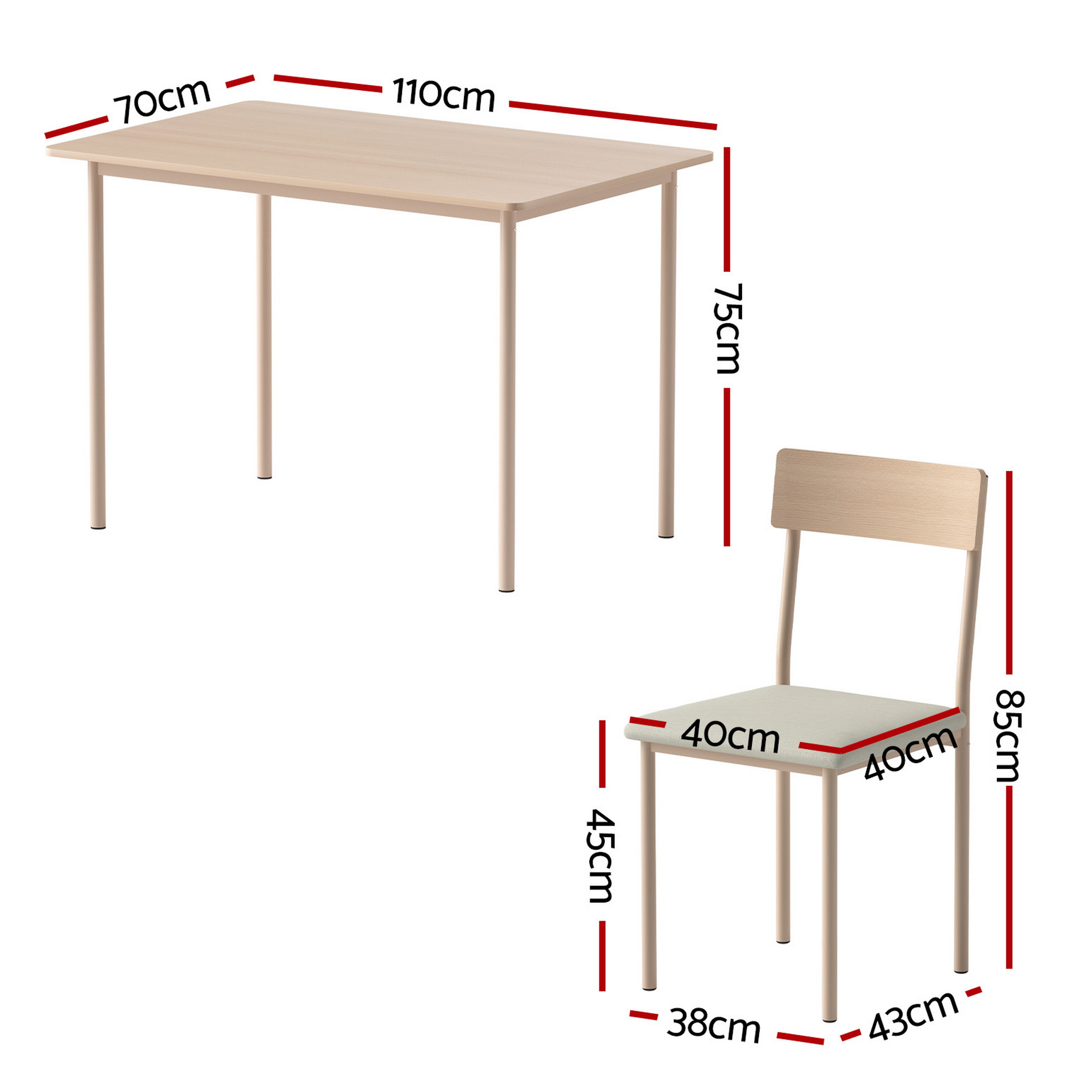 Artiss Scandi 5-Piece Dining Set Natural Beige view 2