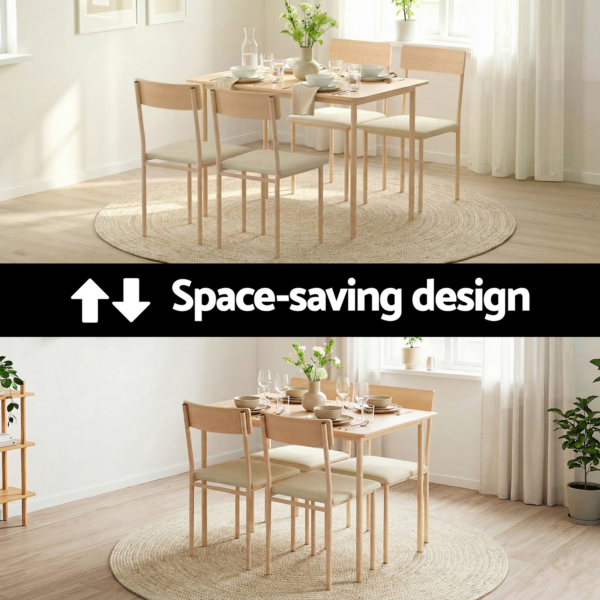 Artiss Scandi 5-Piece Dining Set Natural Beige view 5