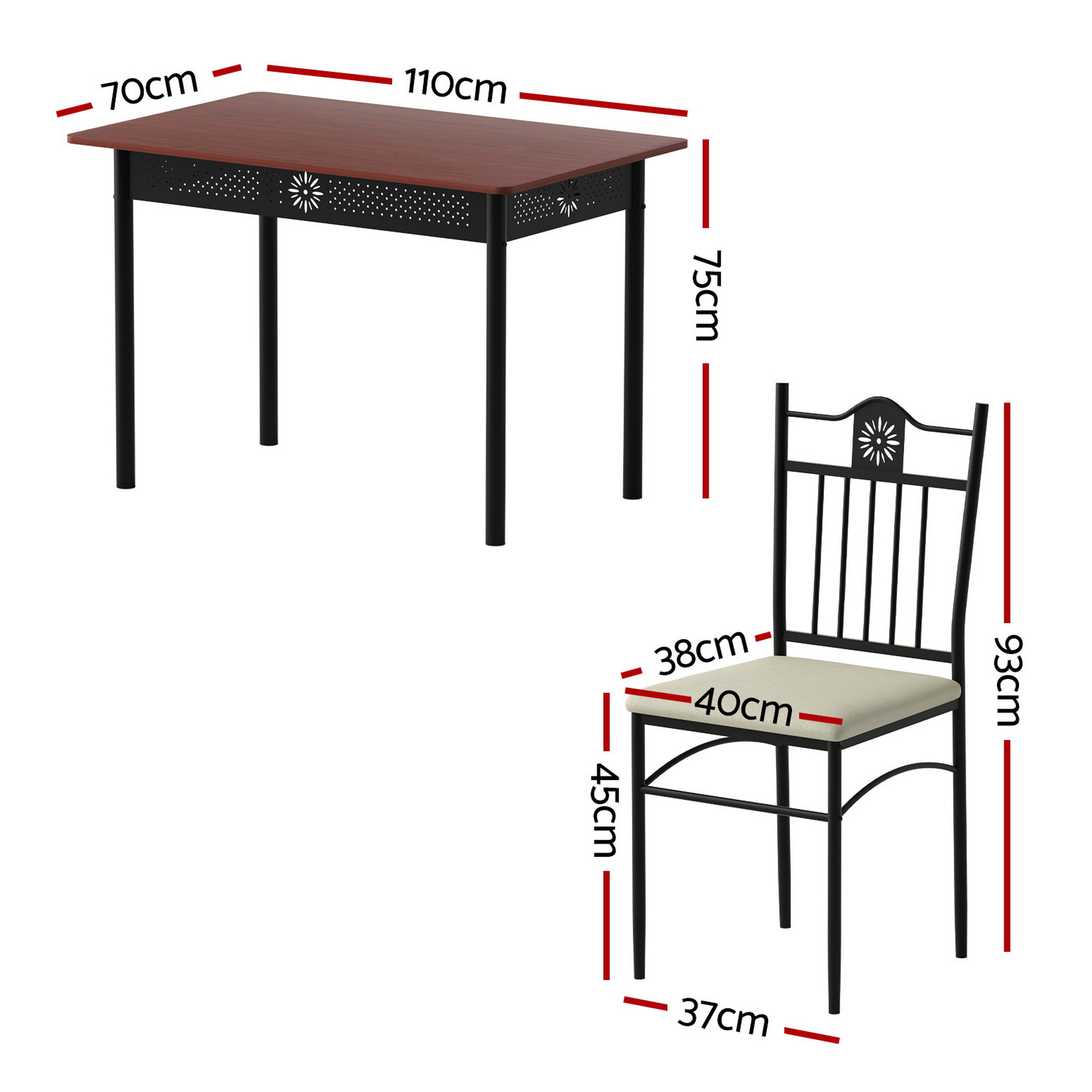 Artiss Floral 5-Piece Dining Set in 3 Styles view 2