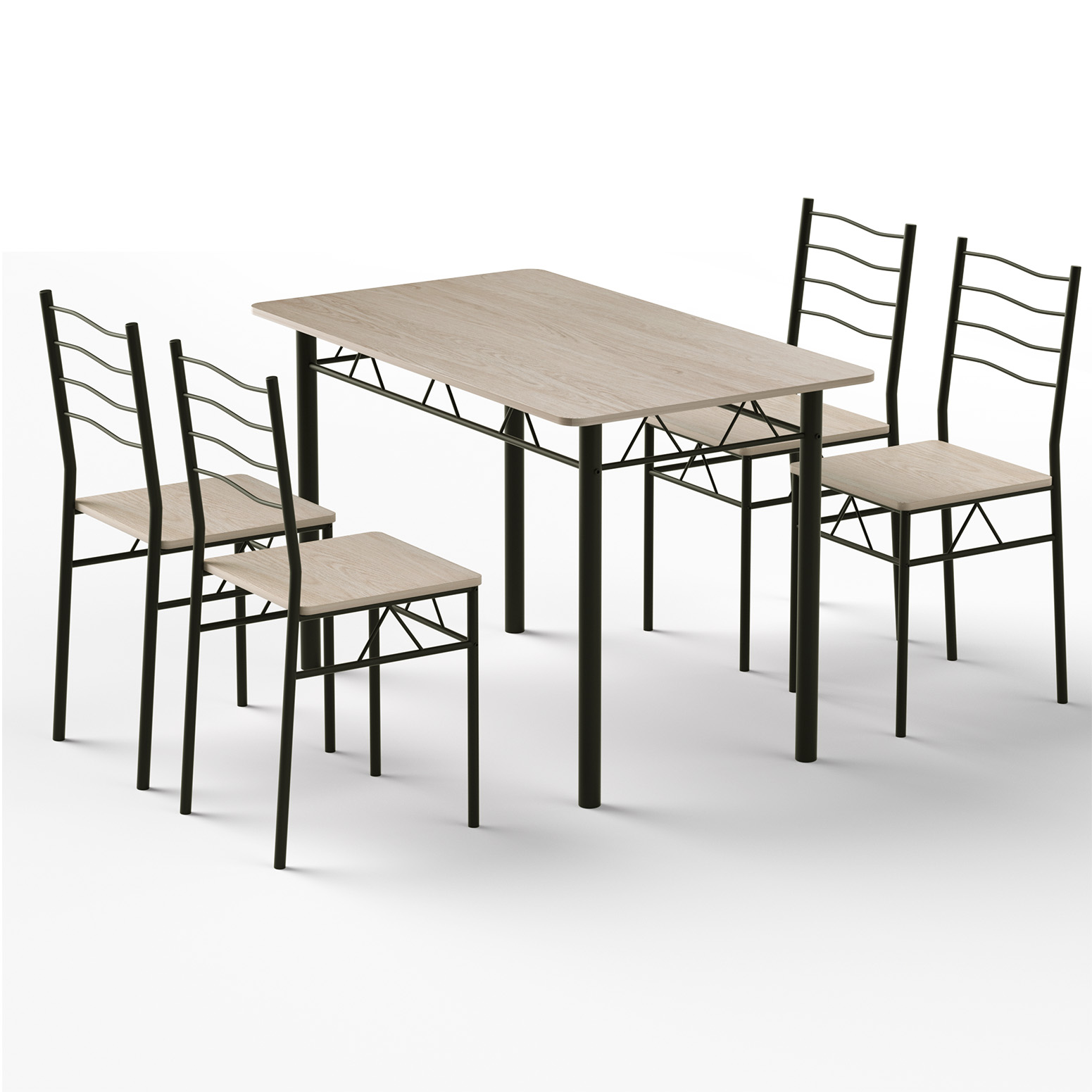 Artiss Wave 5-Piece Dining Set Light Oak view 3