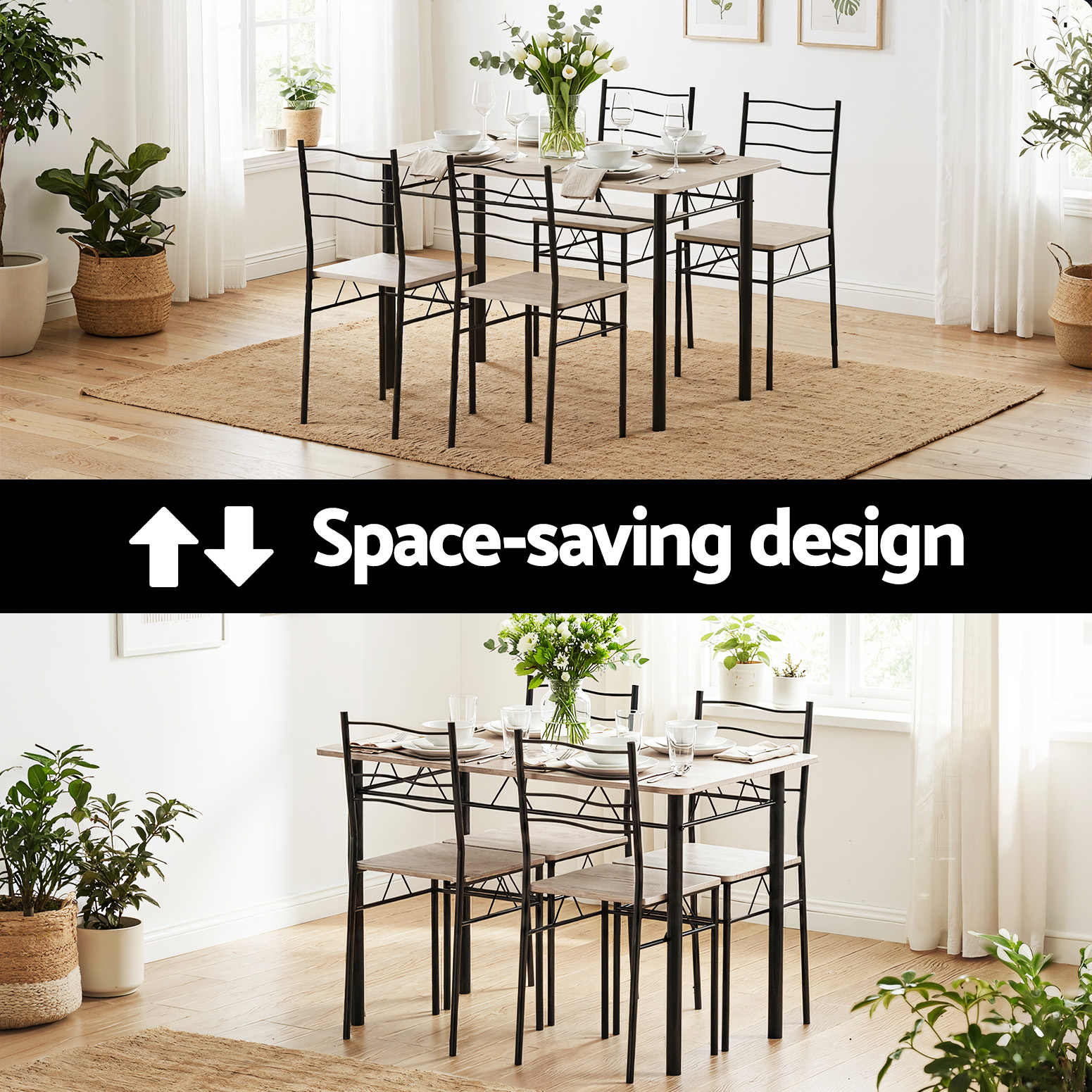 Artiss Wave 5-Piece Dining Set Light Oak view 5