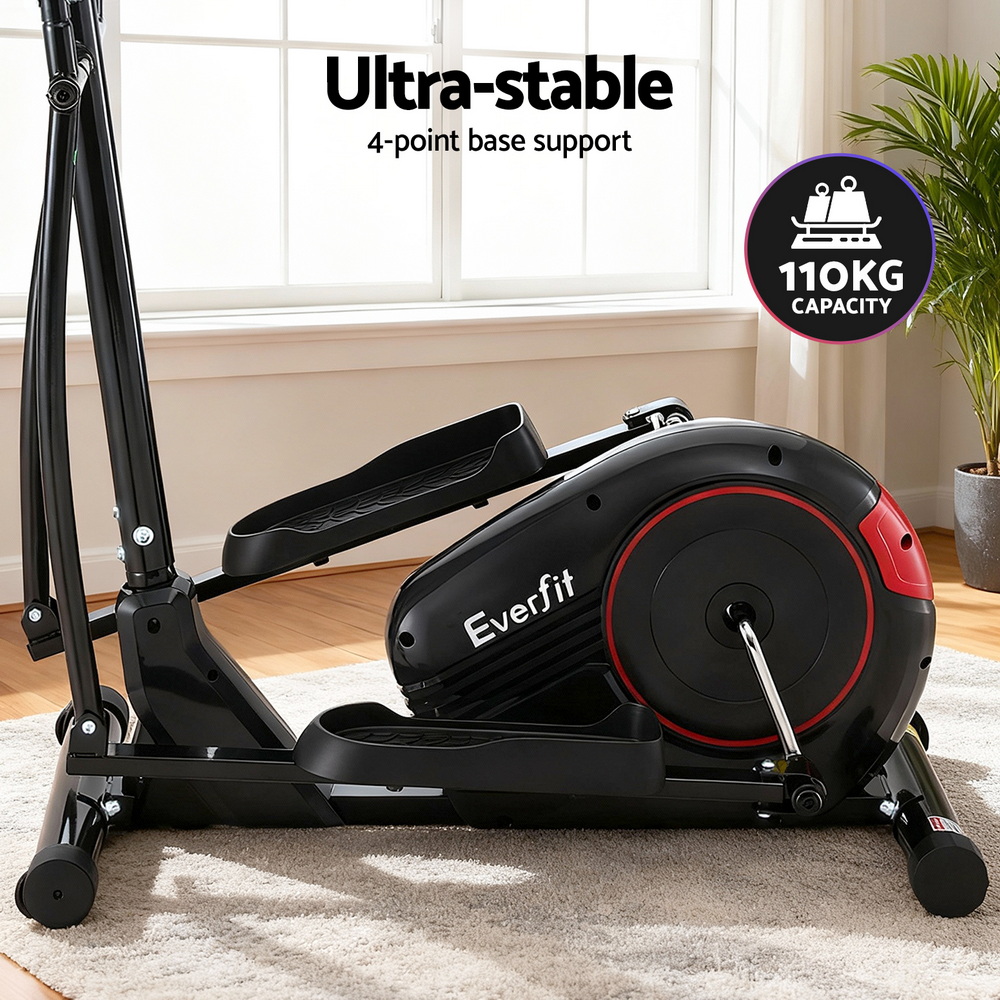 Everfit Elliptical Cross Trainer Fitness Machine Black Red view 5
