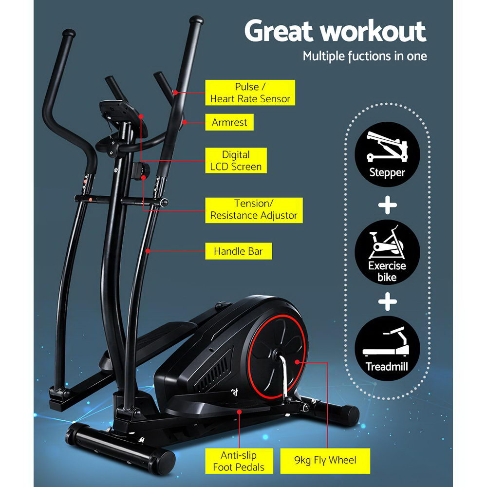Everfit Elliptical Cross Trainer Fitness Machine with LCD view 3
