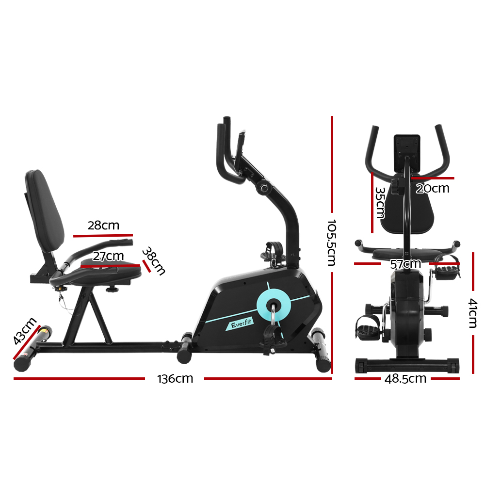 Everfit Recumbent Exercise Bike Low Impact Cardio 120kg view 2
