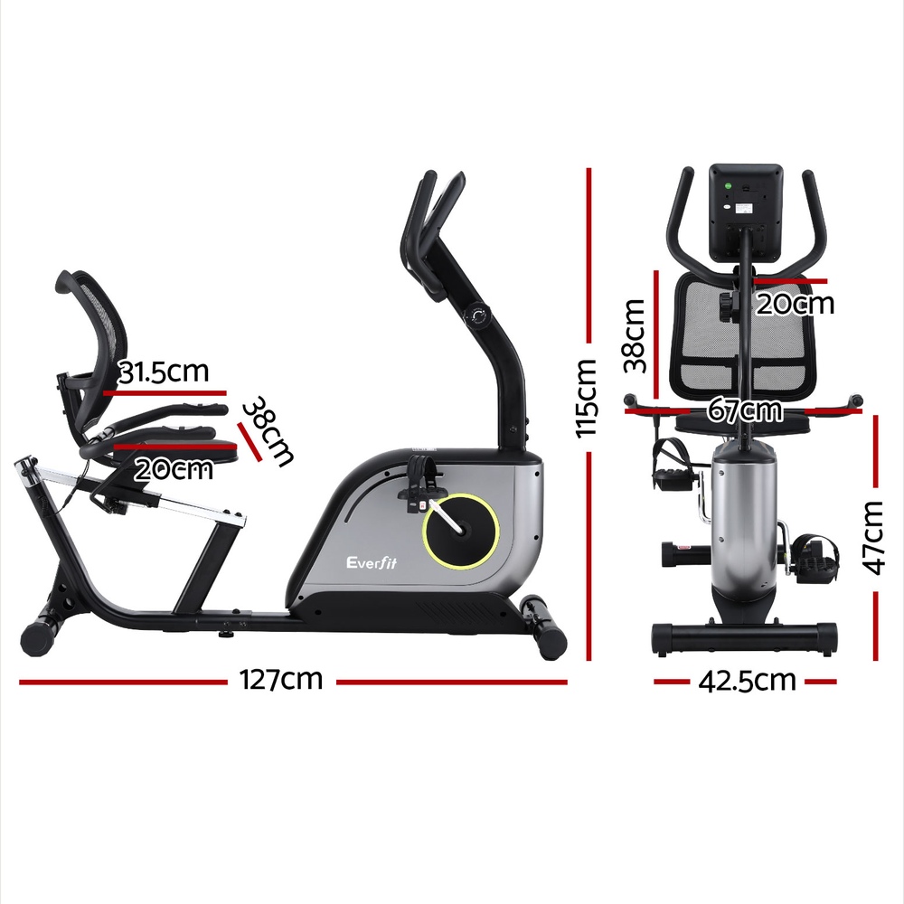 Everfit Recumbent Exercise Bike with Magnetic Resistance, 120kg view 2