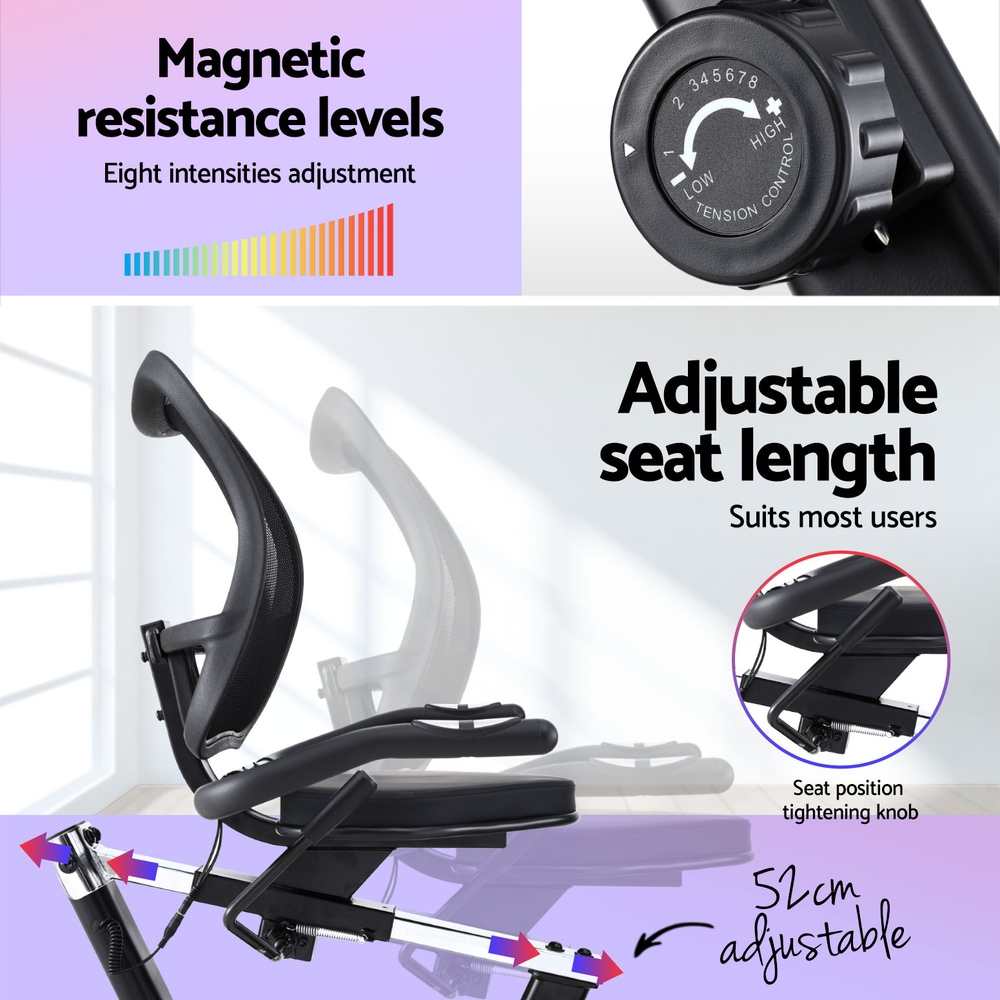 Everfit Recumbent Exercise Bike with Magnetic Resistance, 120kg view 5