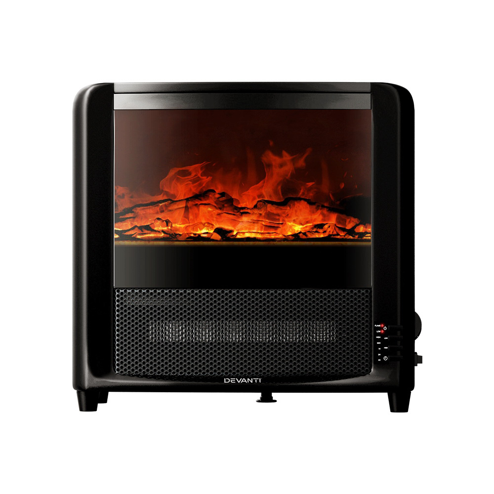 Devanti Electric Fireplace 3D Flame ABS Metal