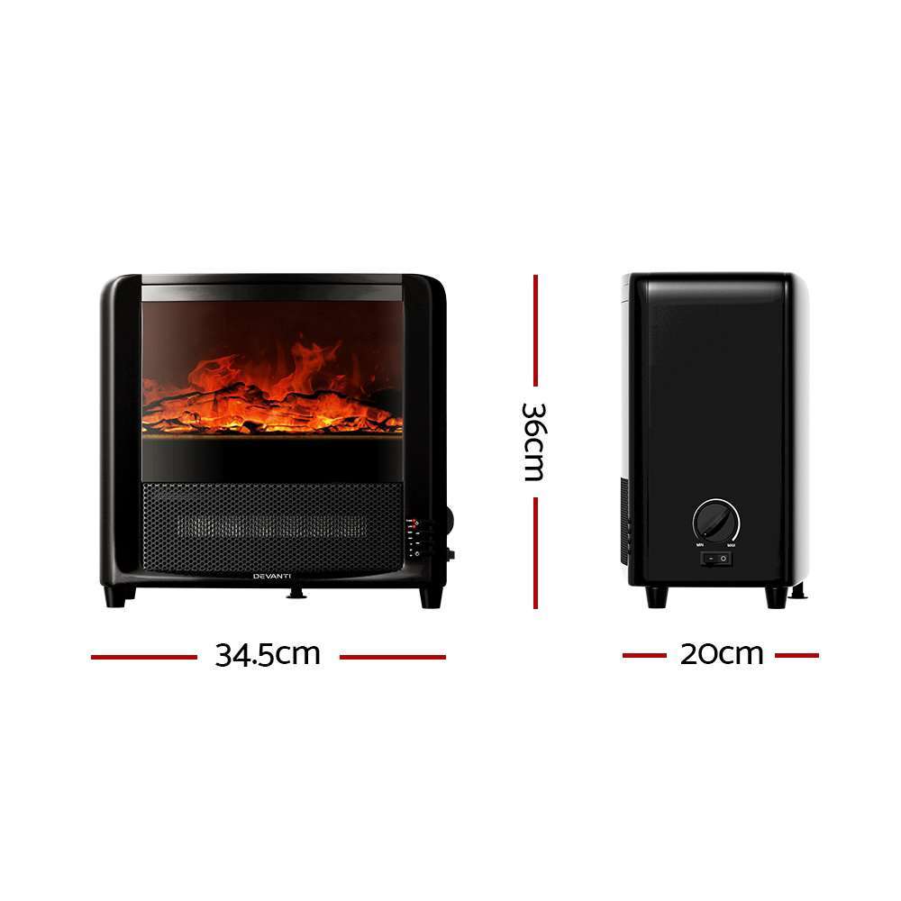 Devanti Electric Fireplace 3D Flame ABS Metal view 2
