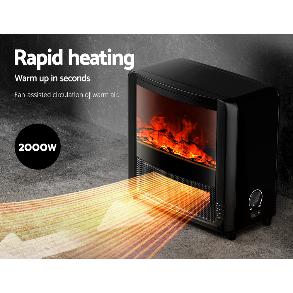 Devanti Electric Fireplace 3D Flame ABS Metal view 4