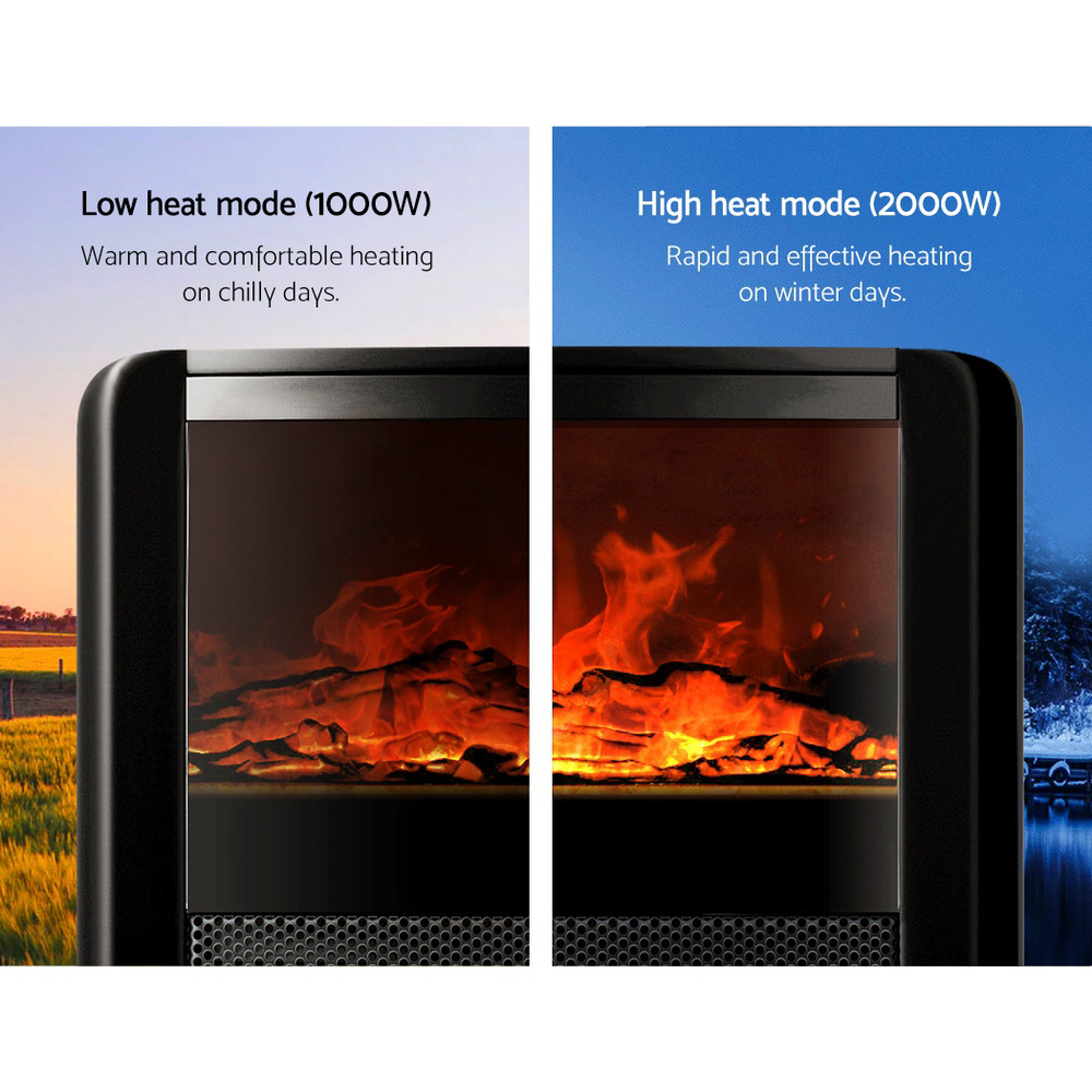 Devanti Electric Fireplace 3D Flame ABS Metal view 5