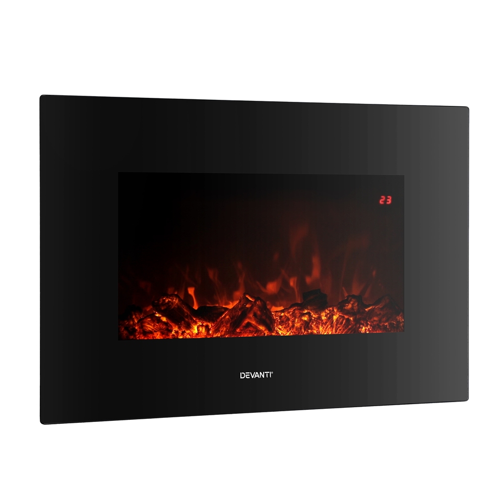 Devanti Electric Fireplace 3D Flame Glass 2000W view 3