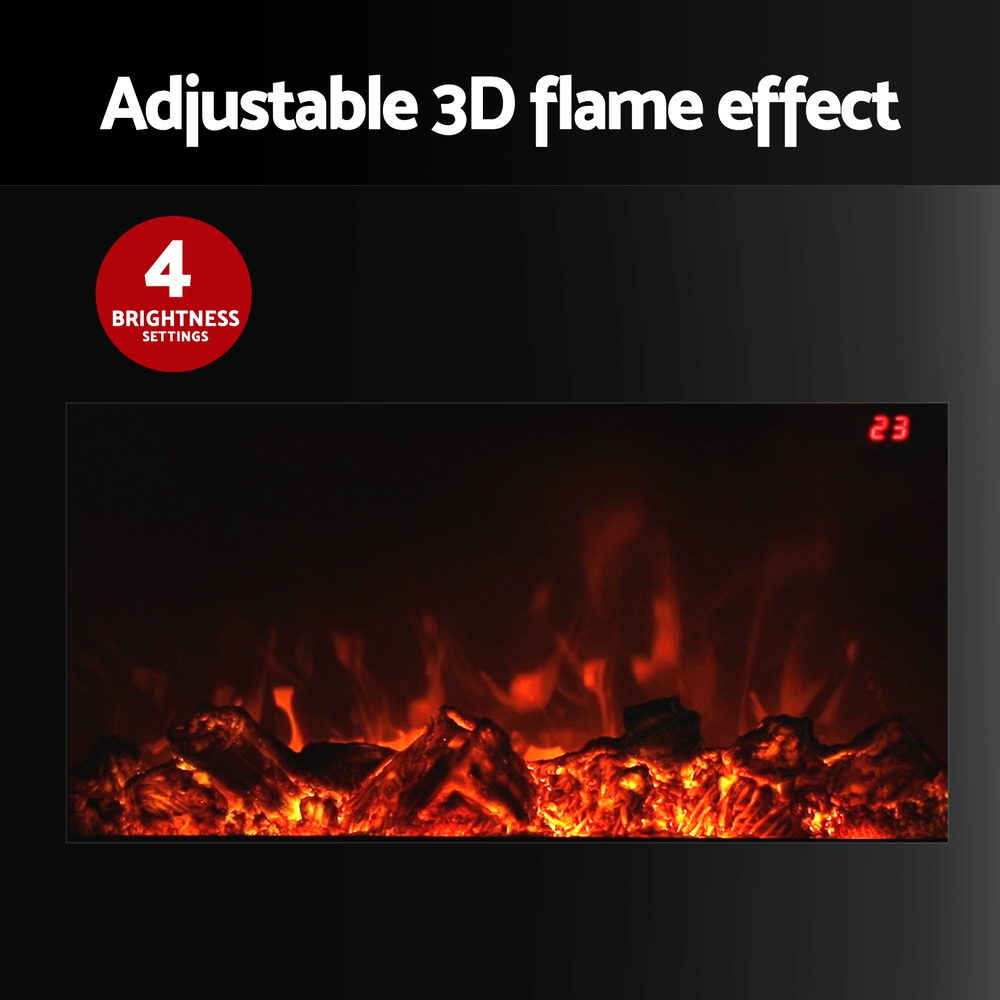 Devanti Electric Fireplace 3D Flame Glass 2000W view 5