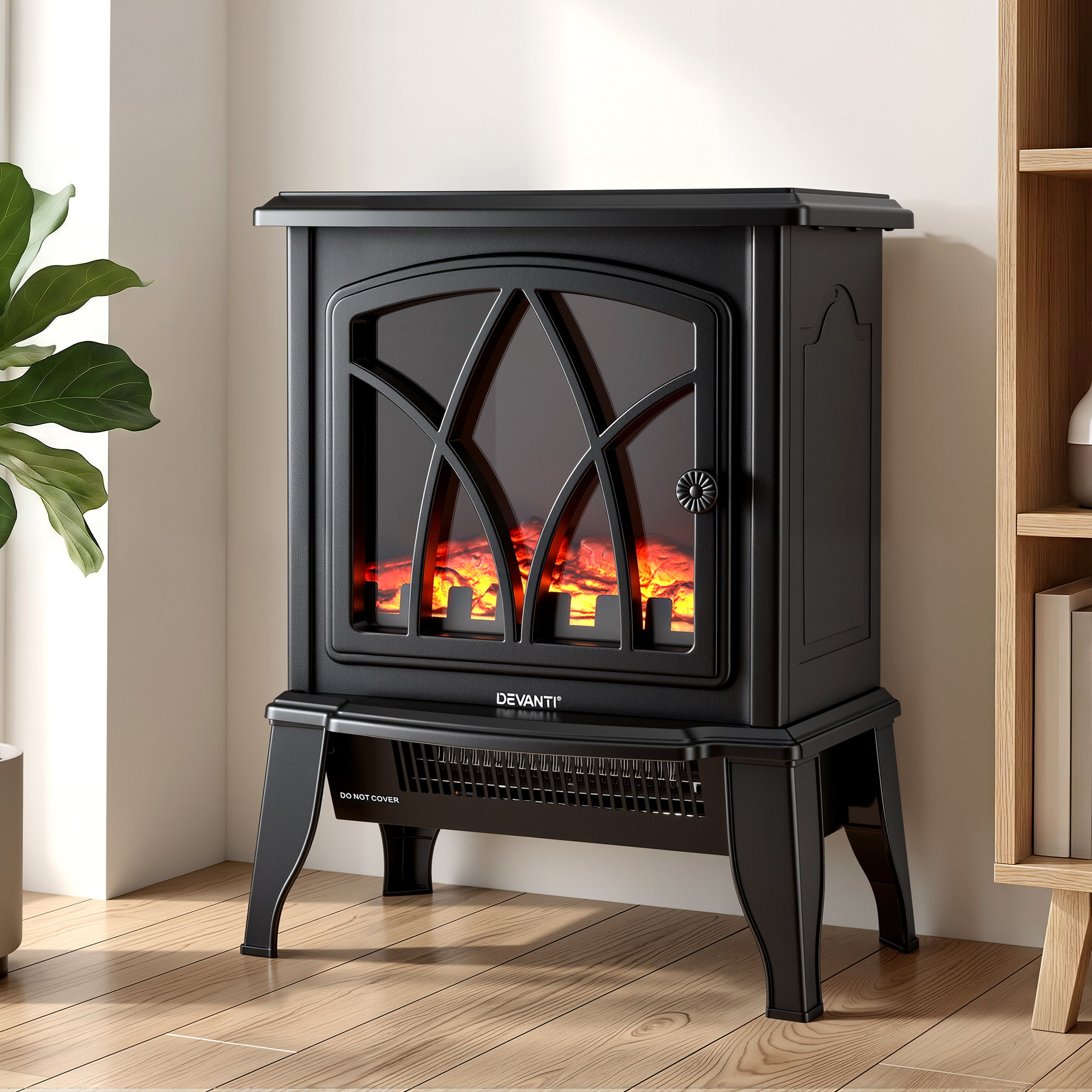Devanti 2000W Electric Fireplace Heater with Flame Effect