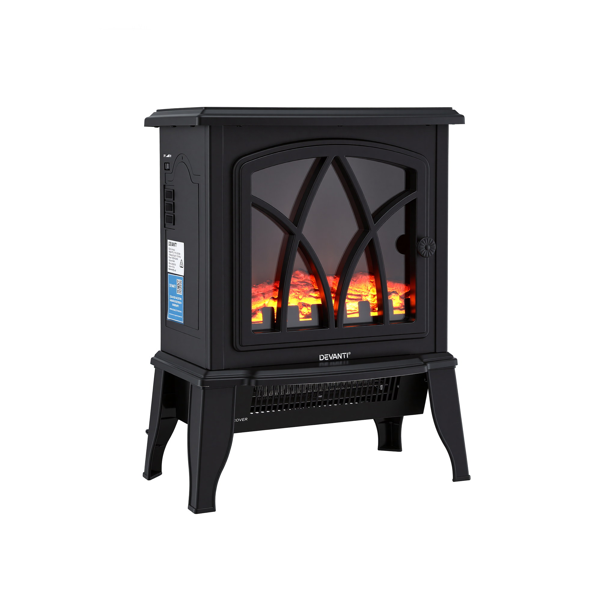Devanti 2000W Electric Fireplace Heater with Flame Effect view 3