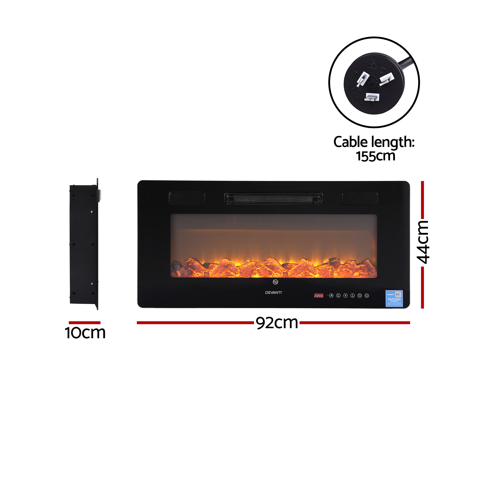 Devanti Wall Mounted Electric Fireplace Remote view 2