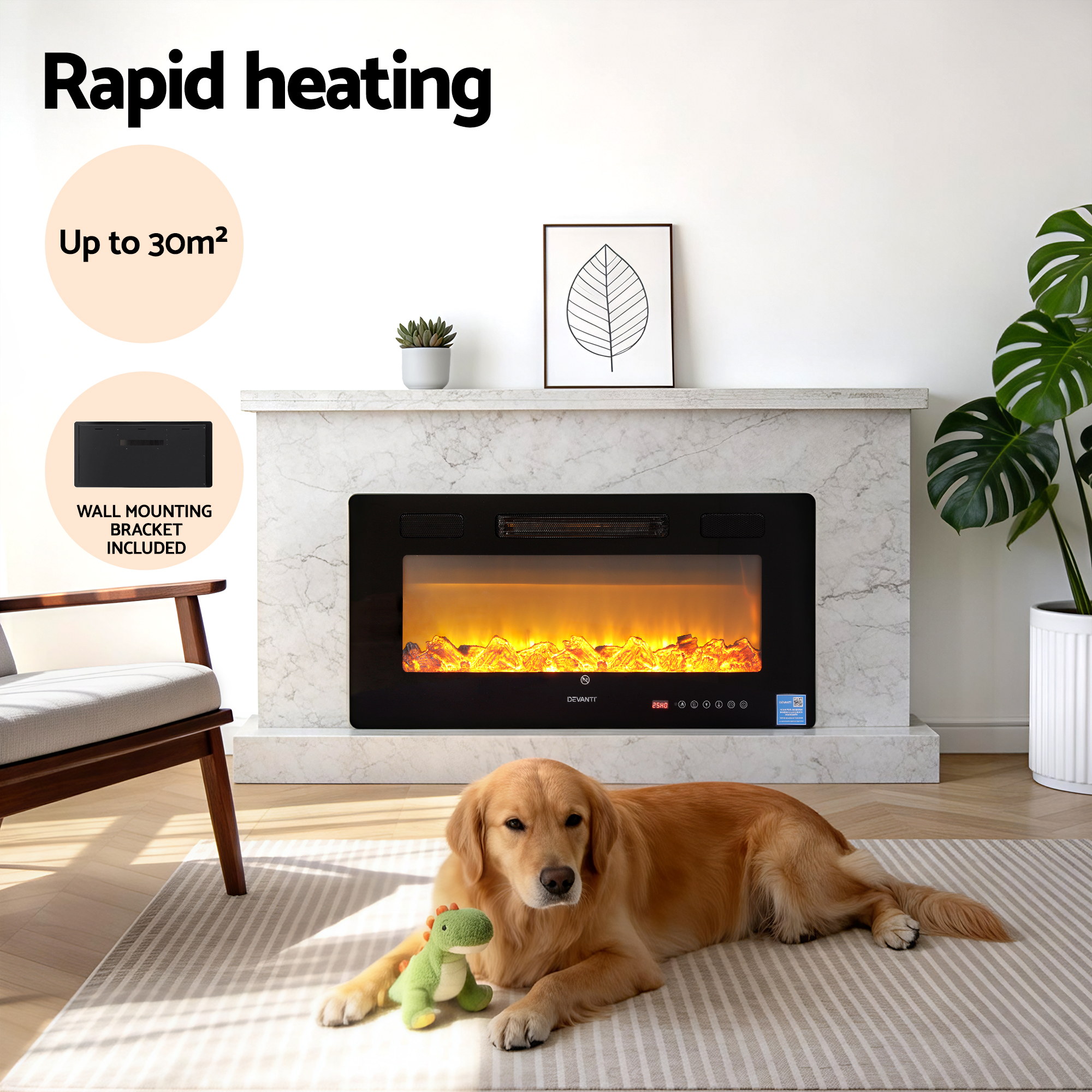 Devanti Wall Mounted Electric Fireplace Remote view 4