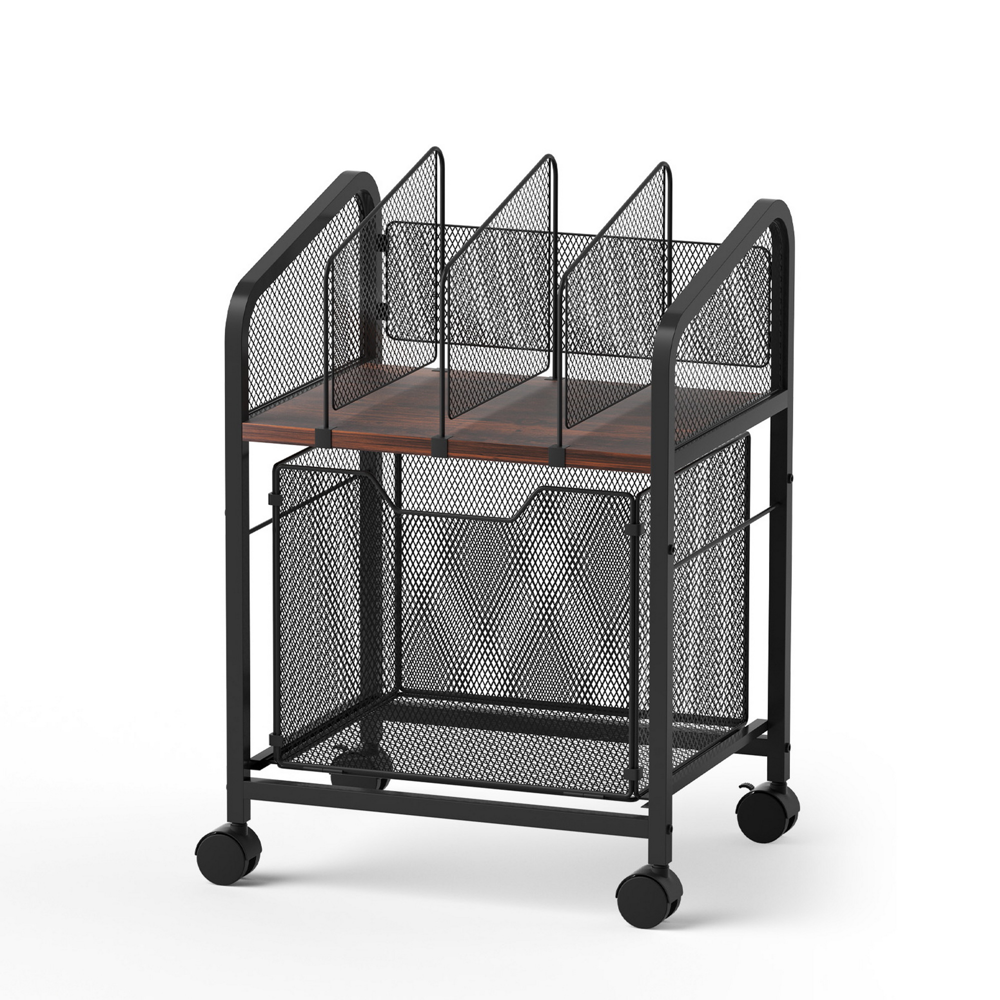 Artiss Mobile File Cabinet with Locking Wheels Wood Top Black