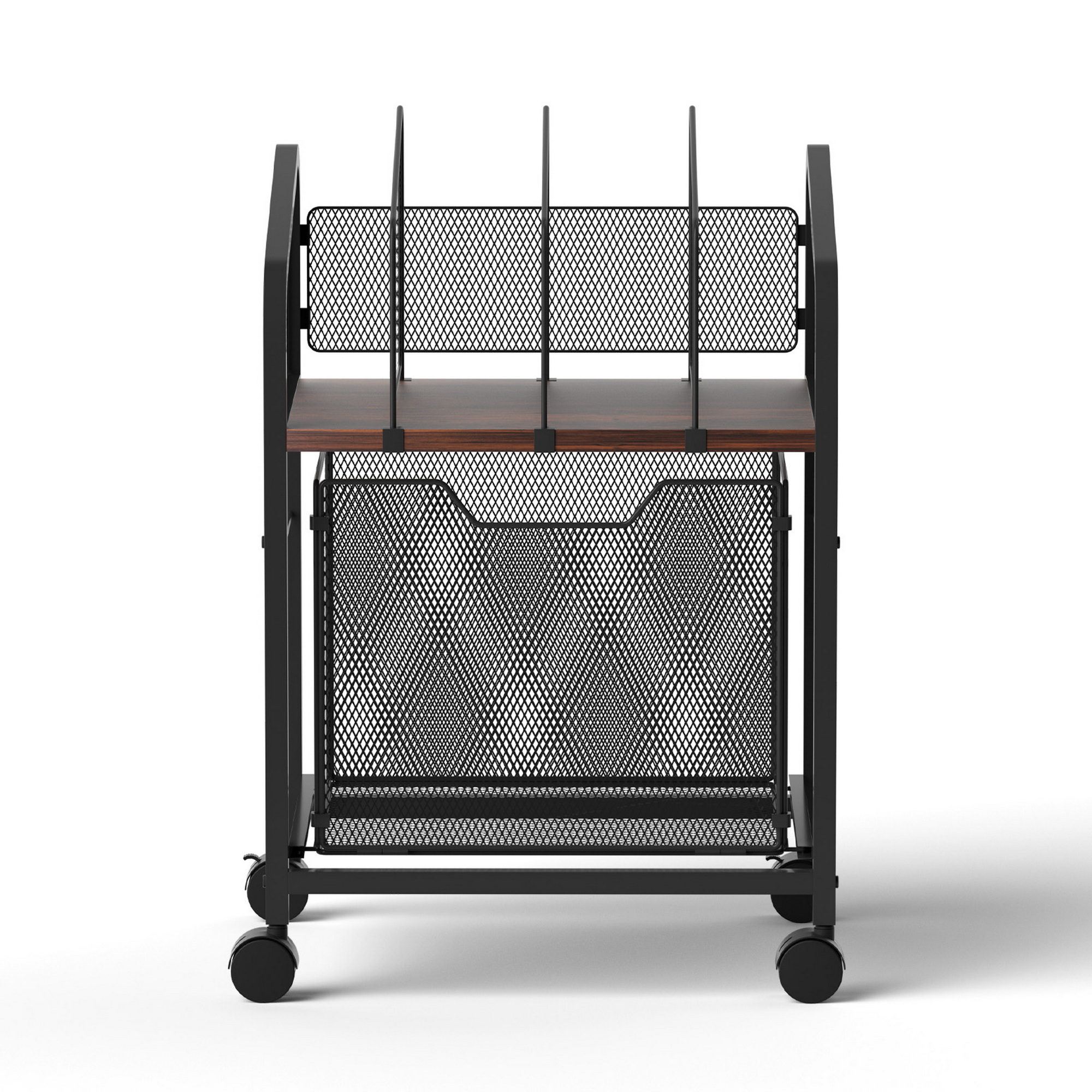 Artiss Mobile File Cabinet with Locking Wheels Wood Top Black view 3