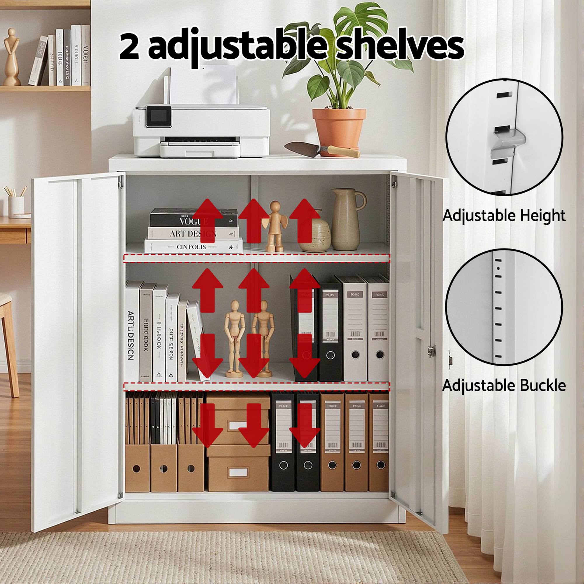 Artiss Steel Locker Cabinet with 3-Point Lock White view 4