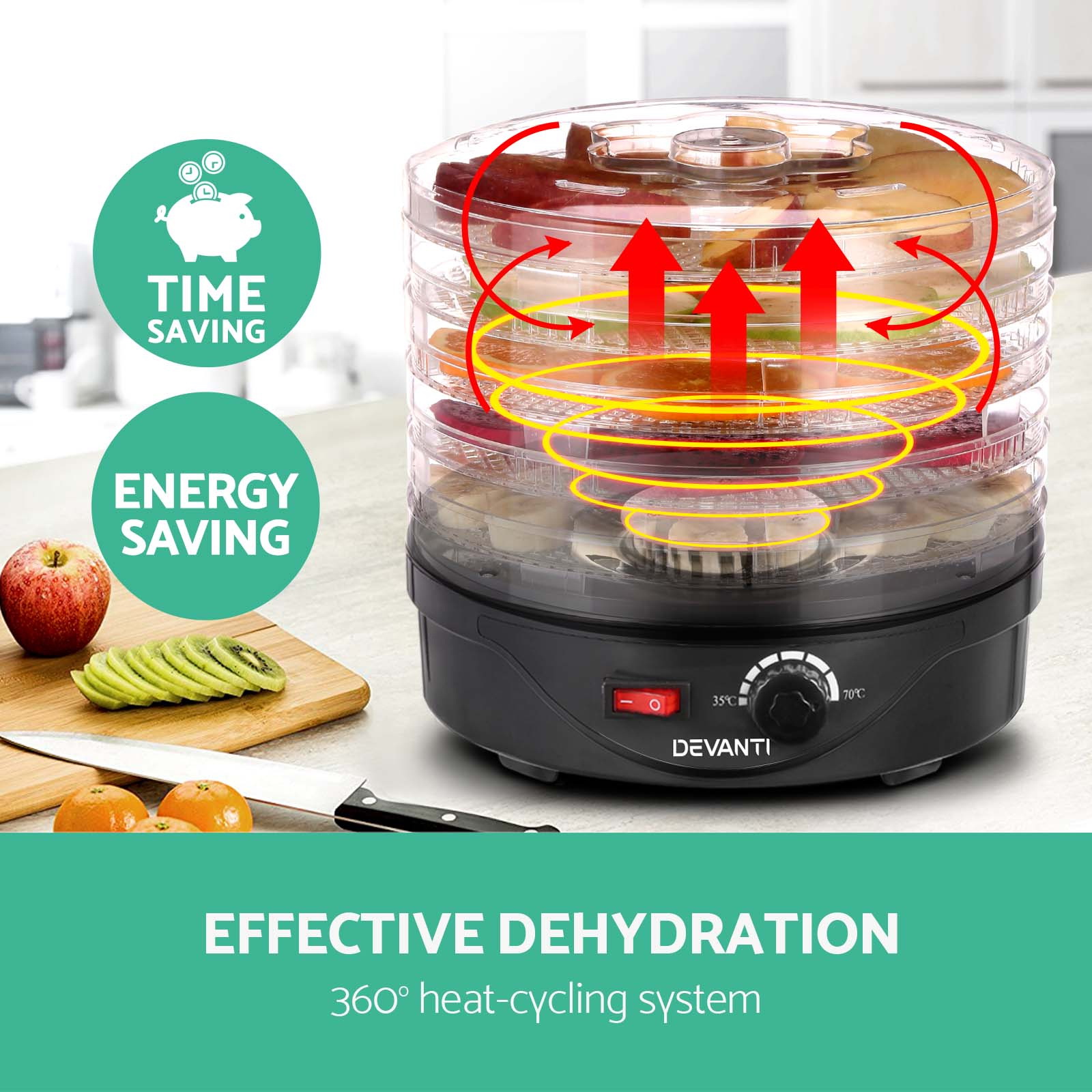 Devanti 5-Tray Food Dehydrator Black view 4