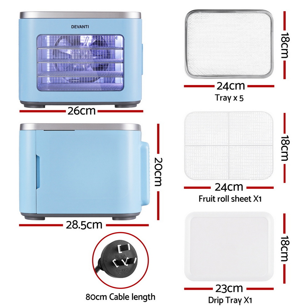Devanti Mini Food Dehydrator 5 Trays 500W view 2