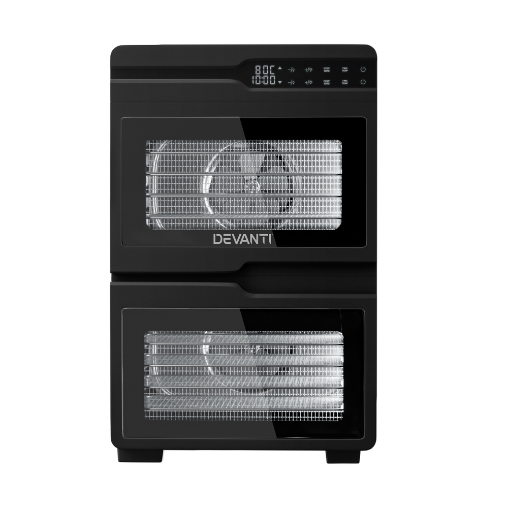 Devanti 12-Tray Dual-Zone Food Dehydrator Stainless Steel view 4