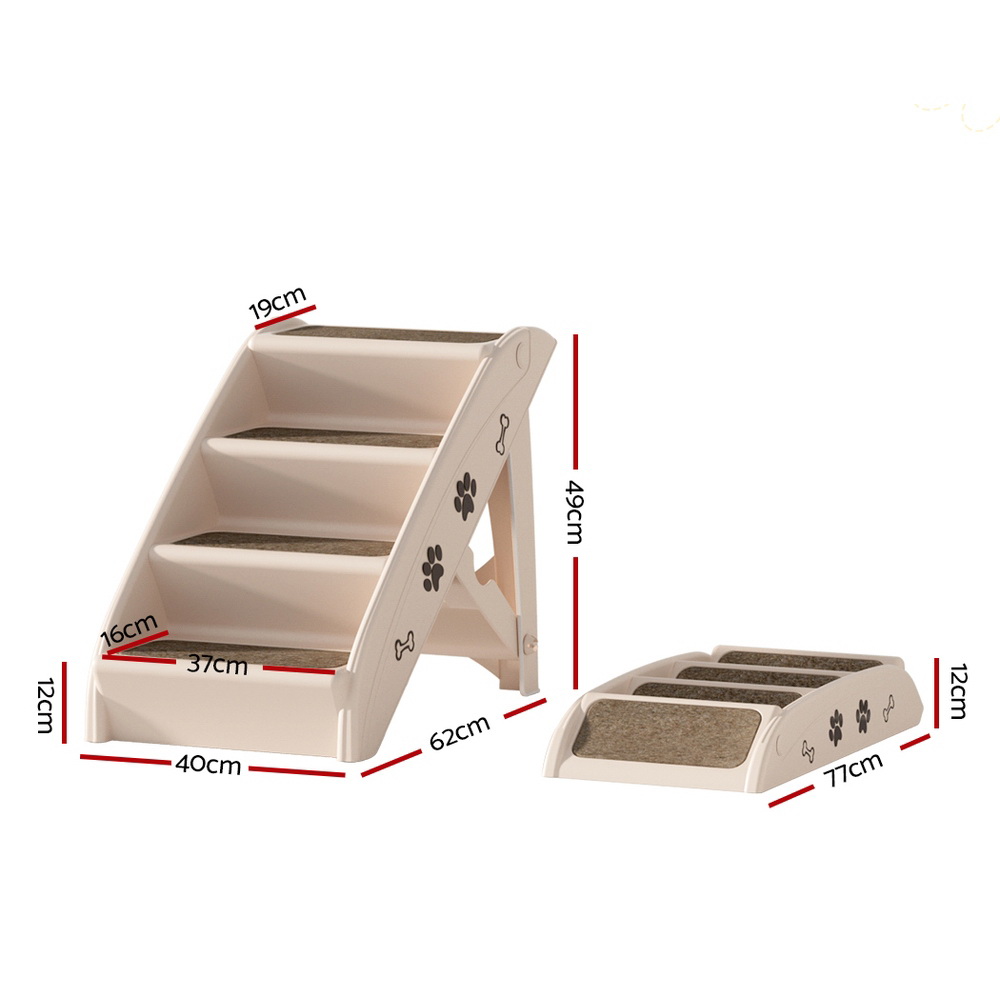 i.Pet Foldable Dog Ramp Steps for Bed, Sofa and Car Beige view 2