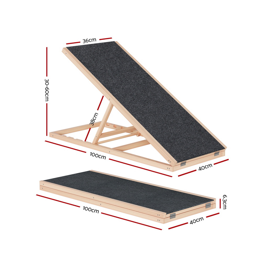 i.Pet Dog Ramp Adjustable Height Wooden Steps Foldable view 2