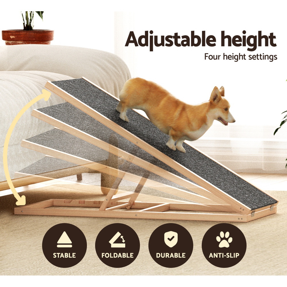i.Pet Dog Ramp Adjustable Height Wooden Steps Foldable view 4