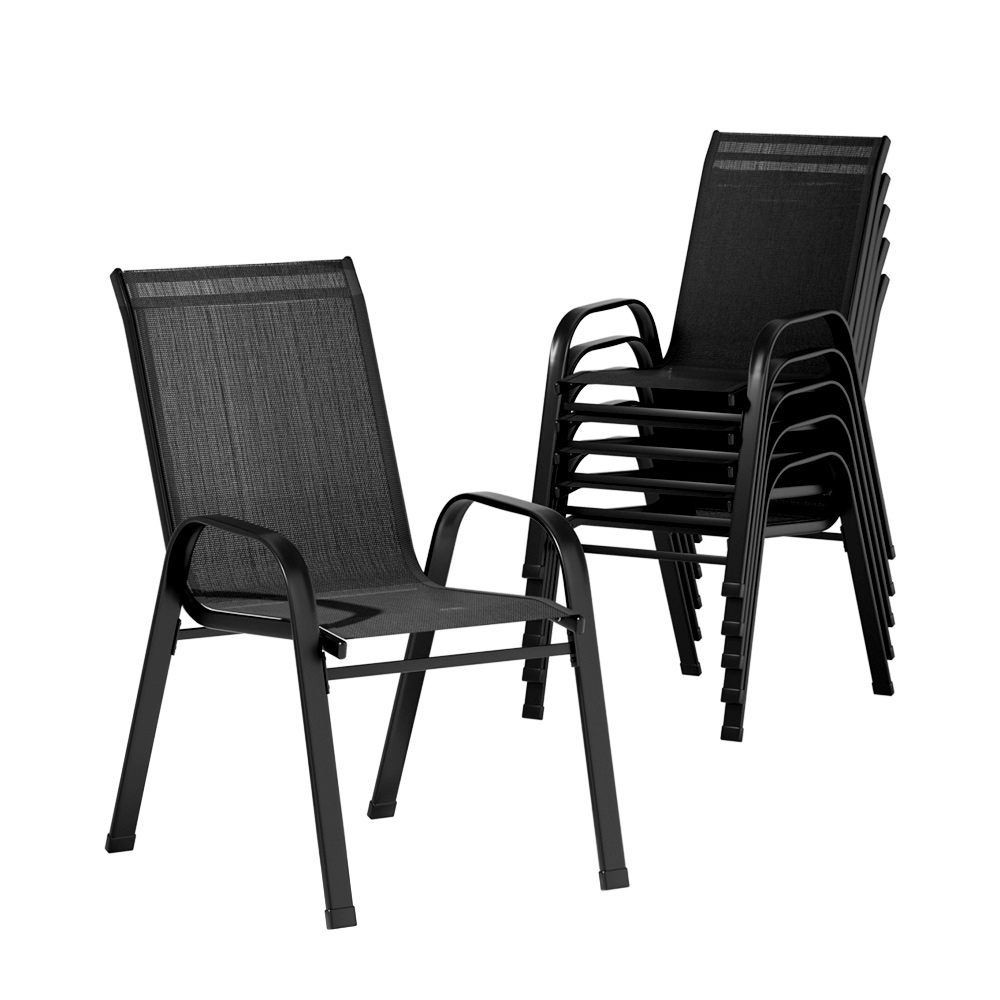 Gardeon 6PC Stackable Outdoor Dining Chairs Black