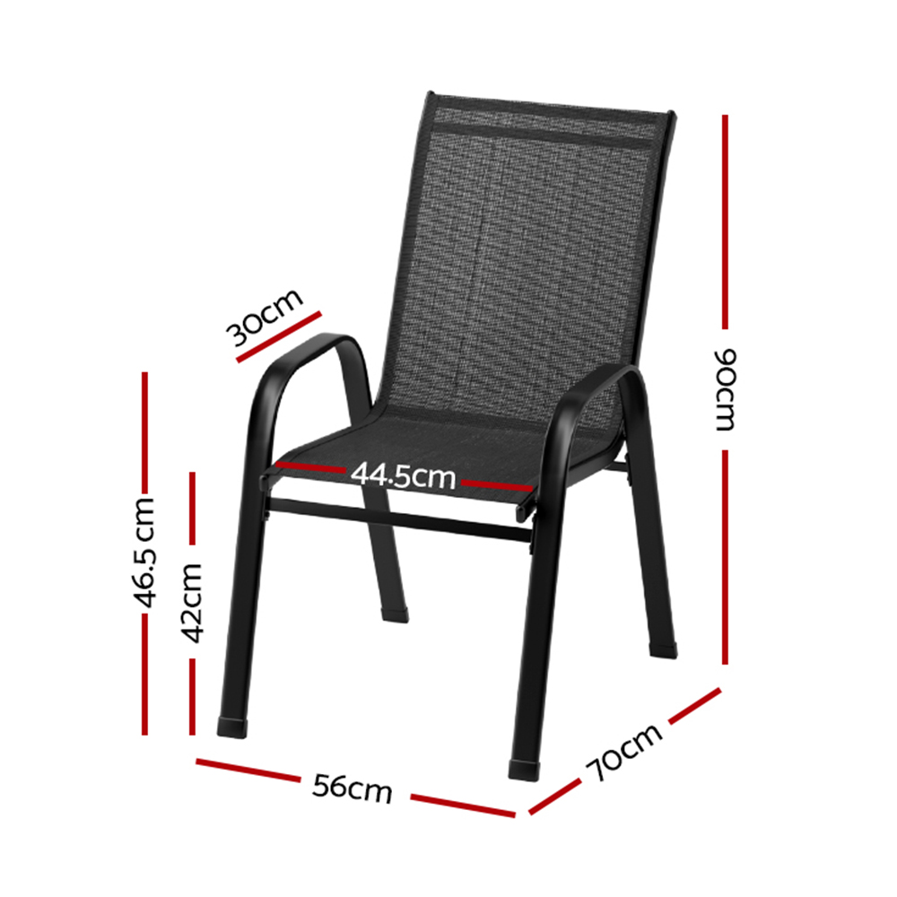 Gardeon 6PC Stackable Outdoor Dining Chairs Black view 2