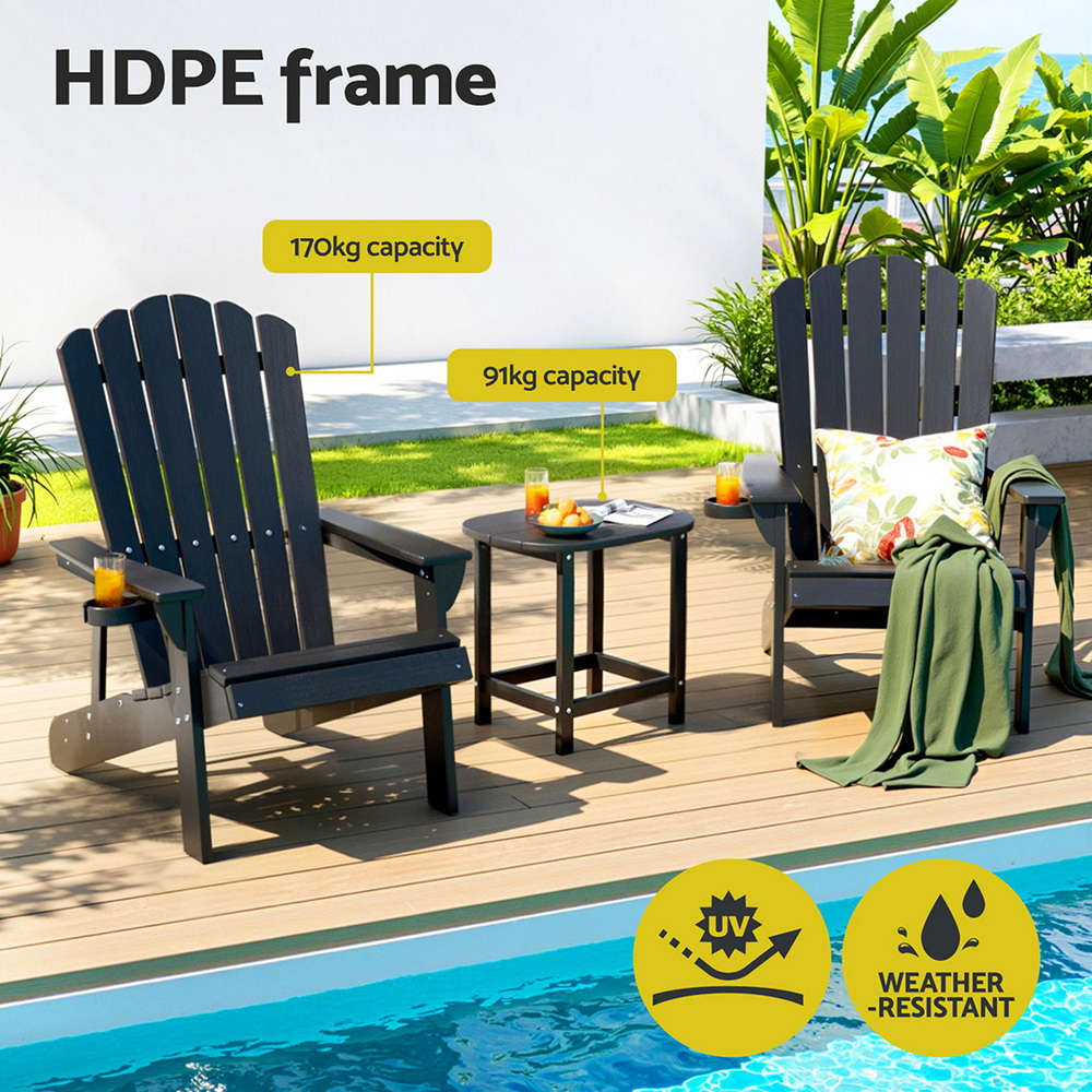 Gardeon HDPE 3-Piece Adirondack Beach Chair Set view 4