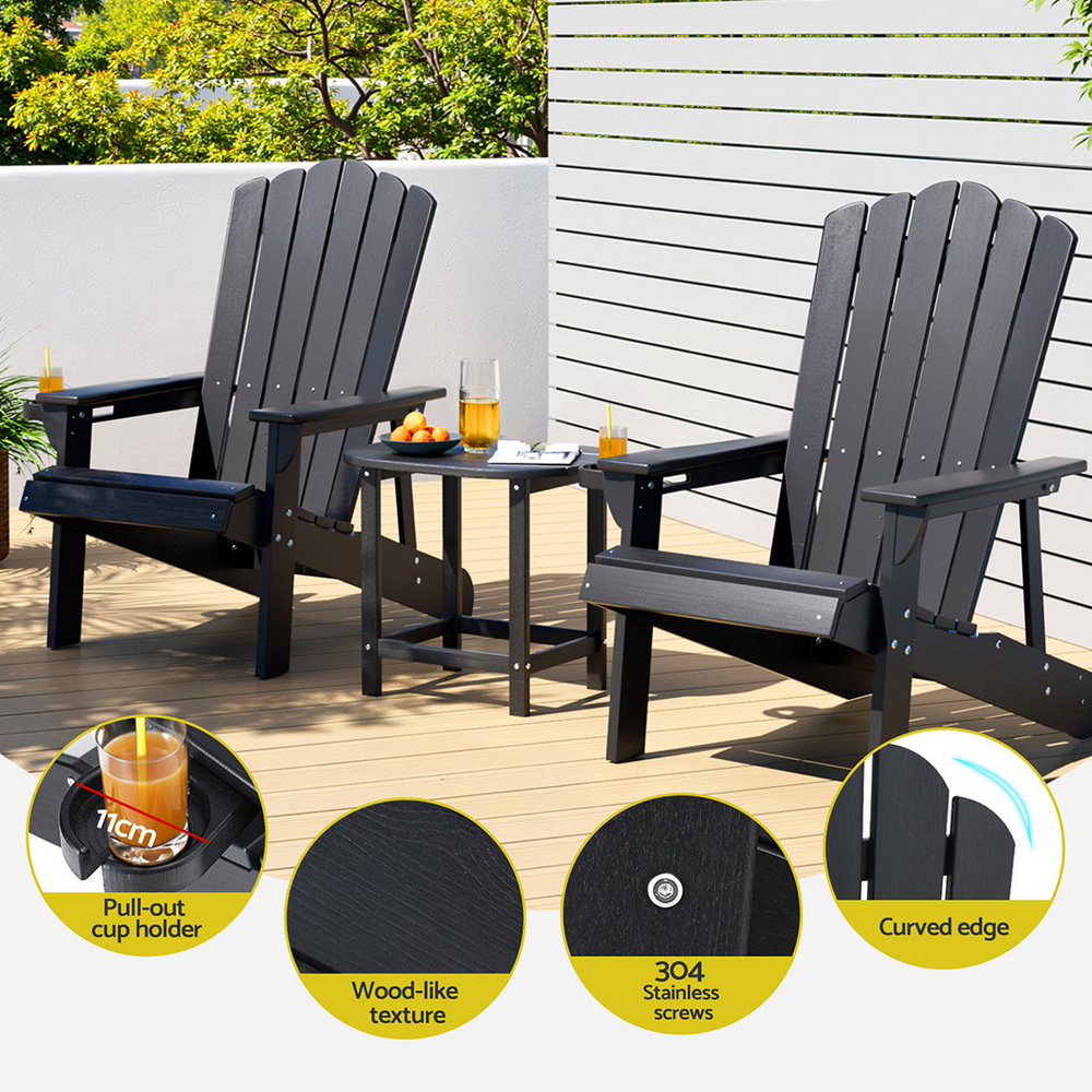 Gardeon HDPE 3-Piece Adirondack Beach Chair Set view 5