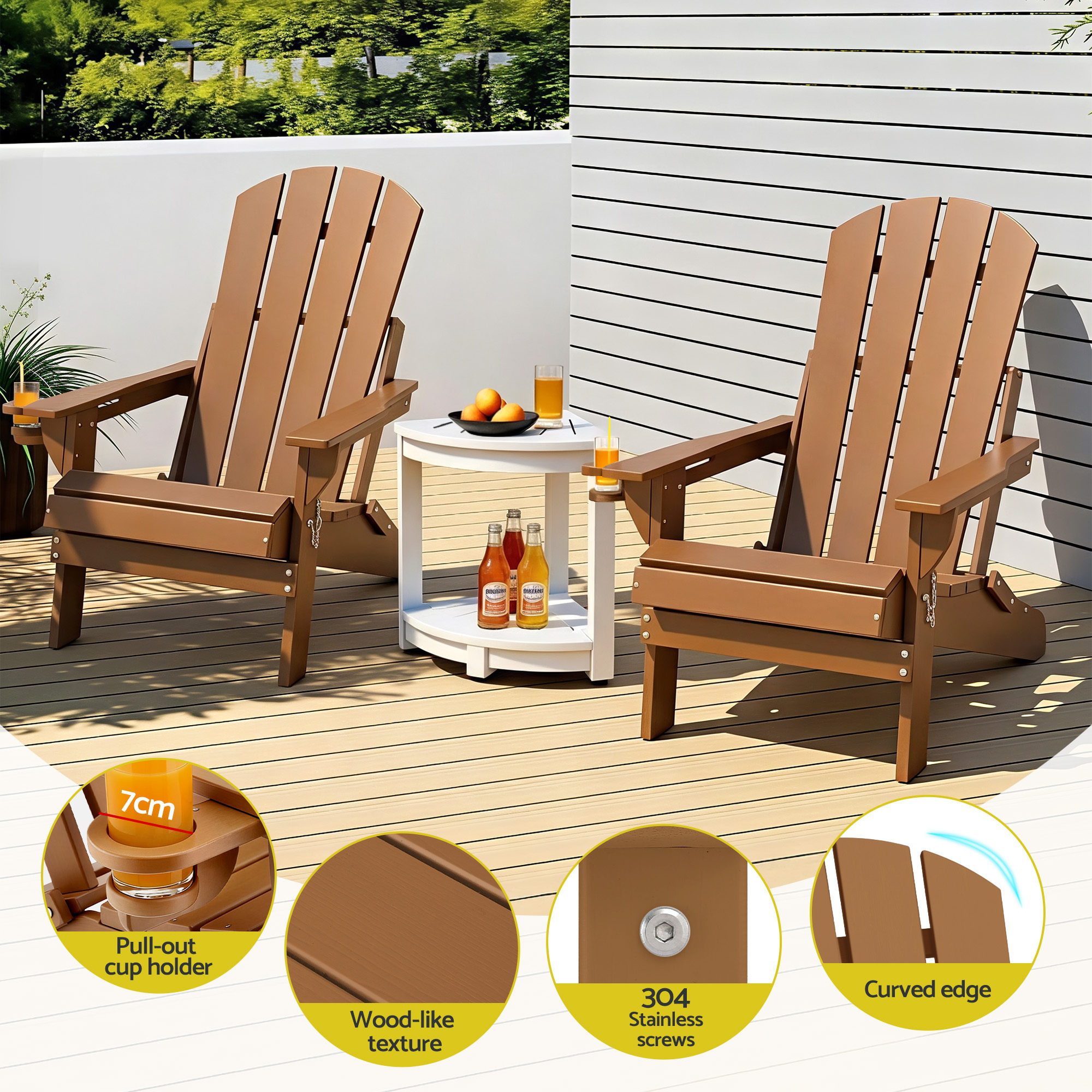 Gardeon Folding HDPE Adirondack Beach Chair Set view 5