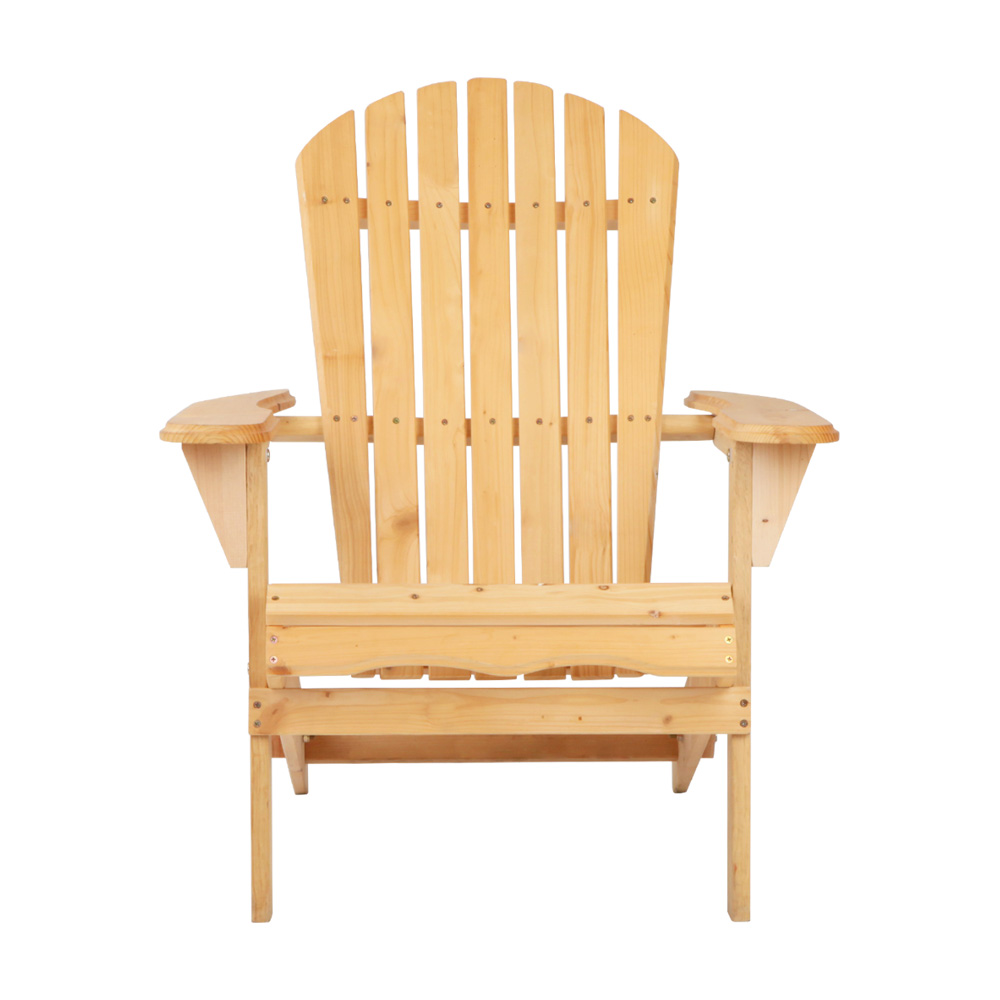 Gardeon Wooden Adirondack Beach Chair Foldable Natural view 3