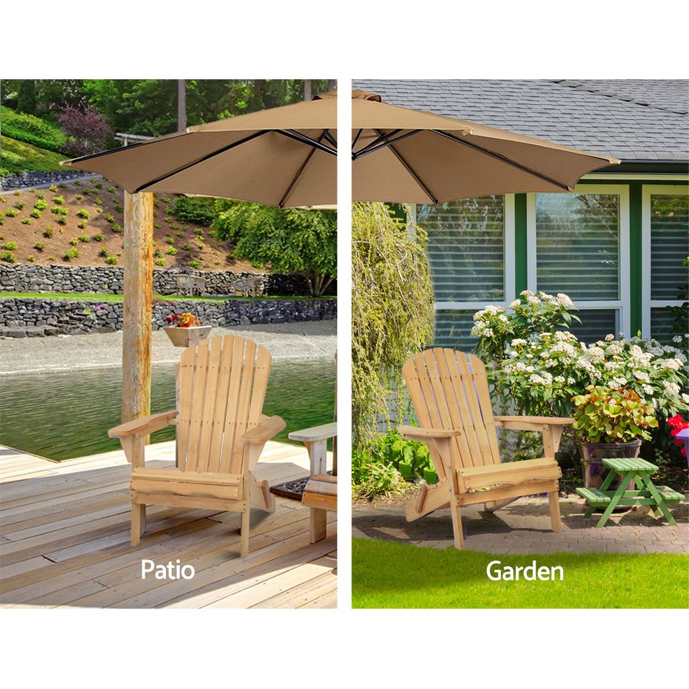 Gardeon Wooden Adirondack Beach Chair Foldable Natural view 5