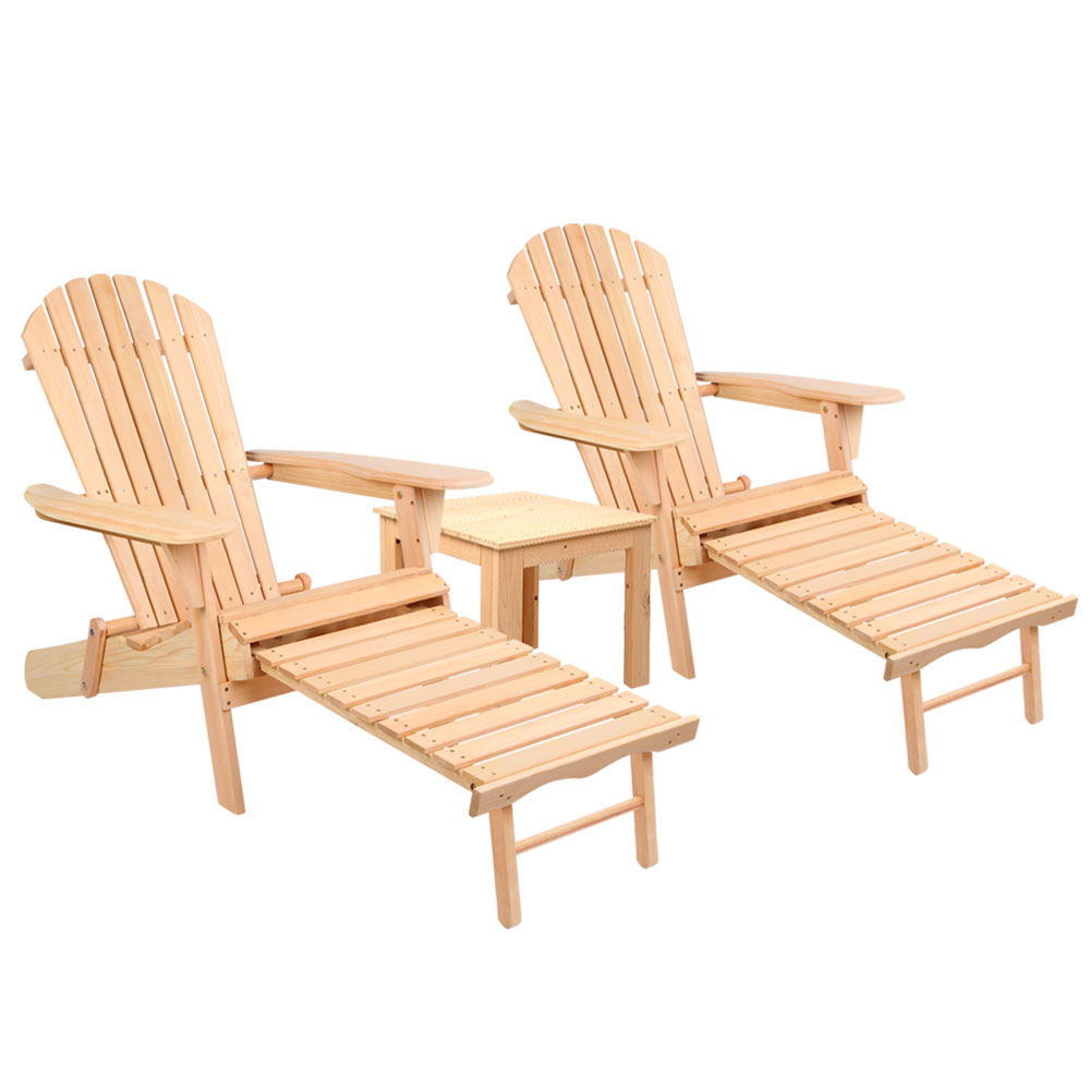Gardeon 3 Piece Wooden Adirondack Sun Lounge