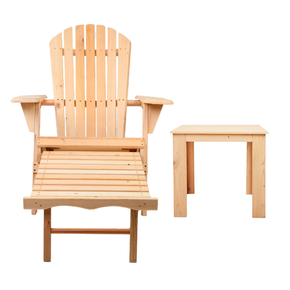 Gardeon 3 Piece Wooden Adirondack Sun Lounge view 3