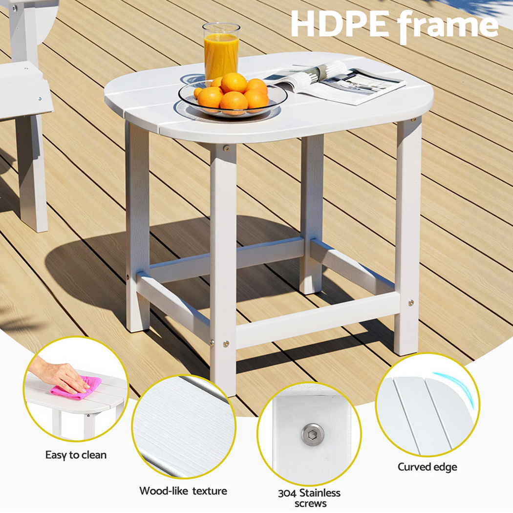 Gardeon HDPE Coffee Side Table White view 5