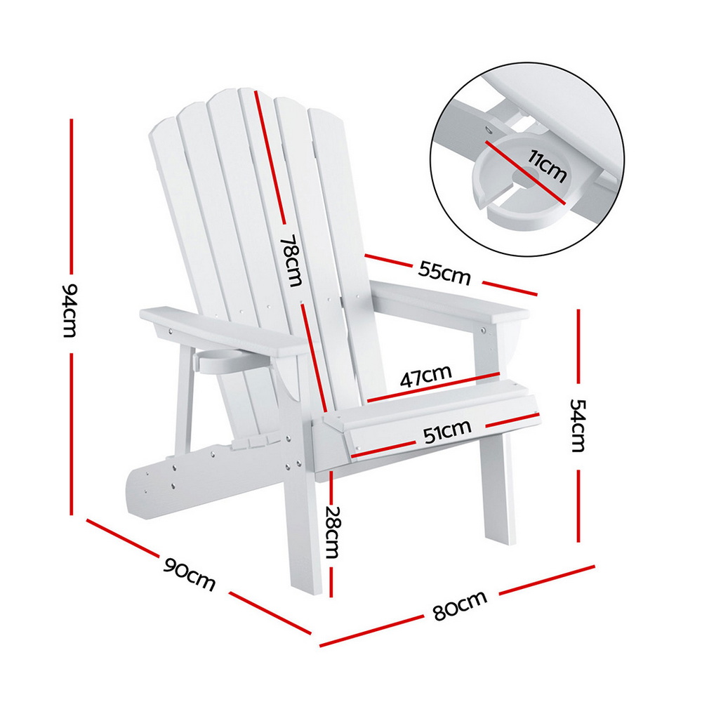 Gardeon HDPE Adirondack Beach Chair Sun Lounge view 2