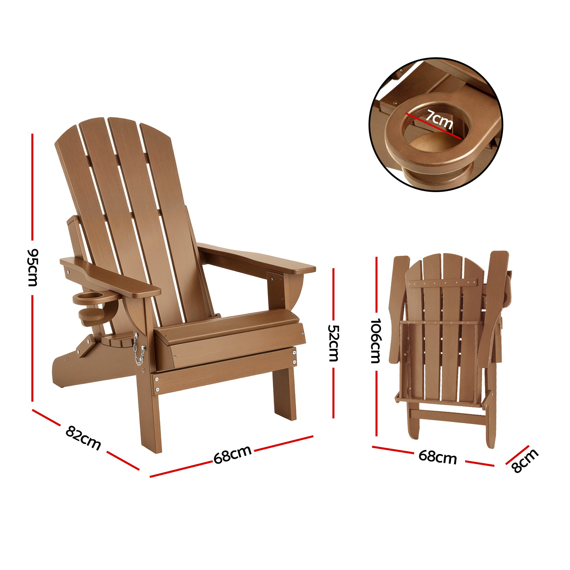 Gardeon Foldable HDPE Adirondack Beach Chair view 2