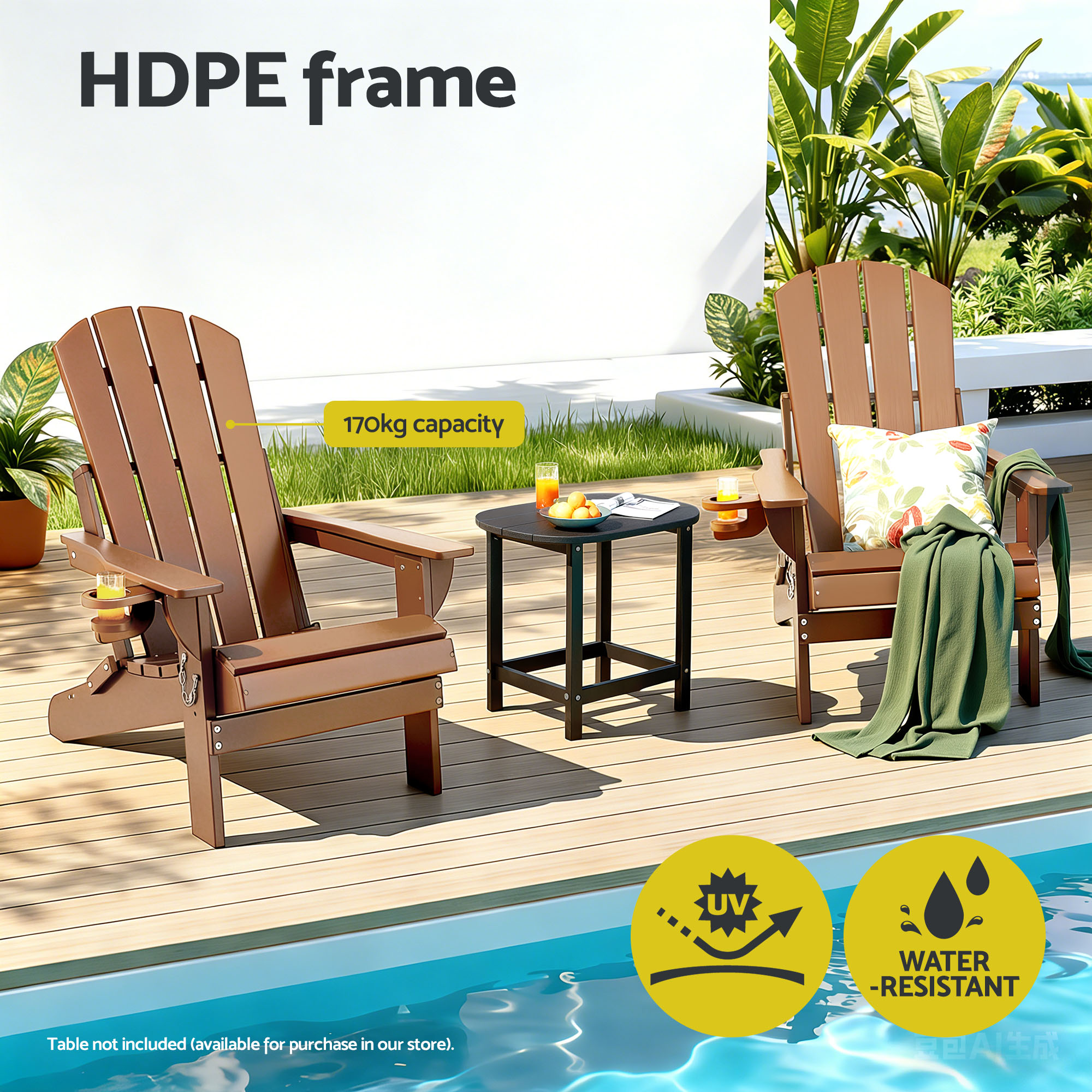 Gardeon Foldable HDPE Adirondack Beach Chair view 4